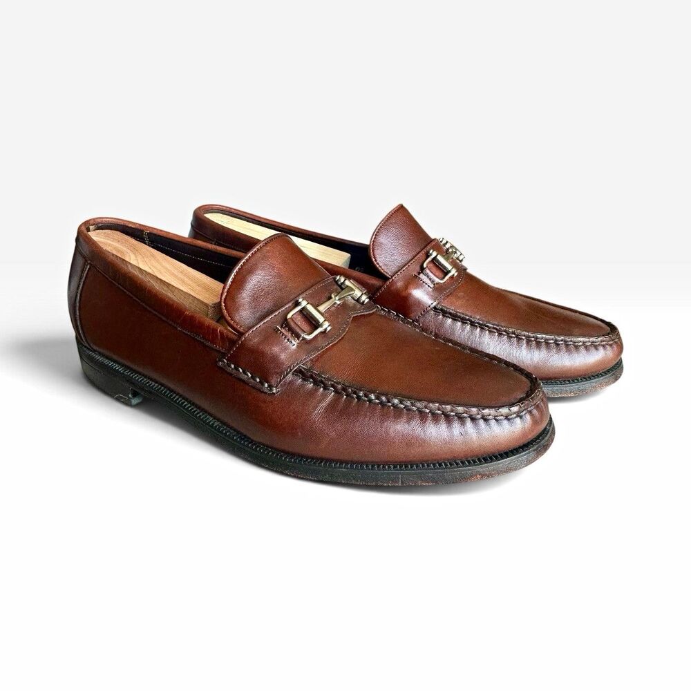 Florsheim Imperial Loafers Mens 9.5 Brown Leather Horsebit Vintage USA Dress